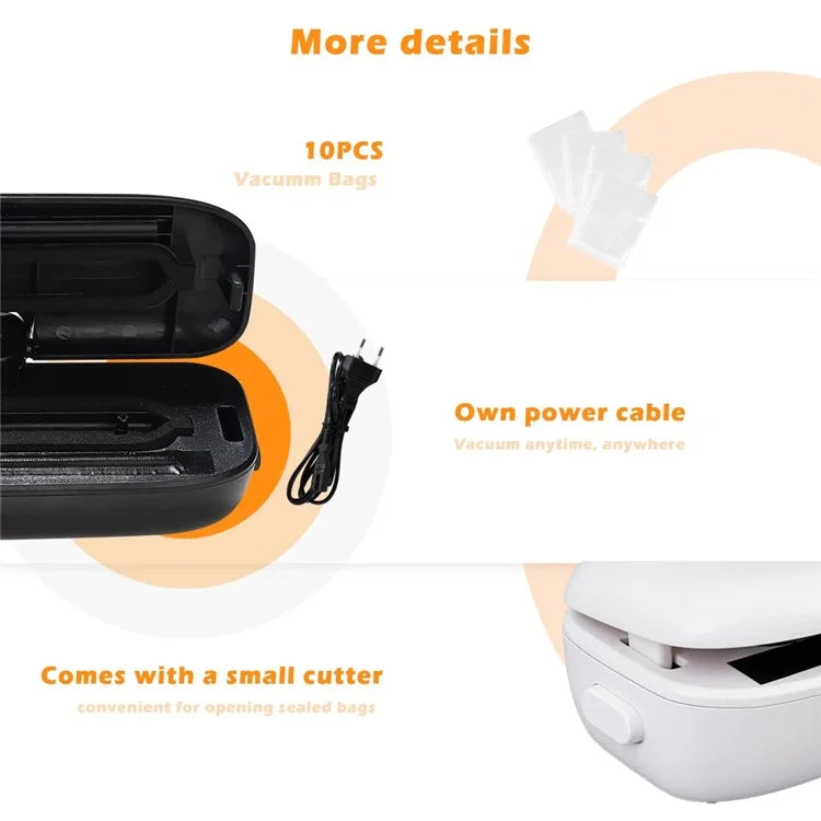 Snack Packaging Household Vacuum Sealer Fresh Keeping Sealing Machine, with 10 Vacuum Bags
