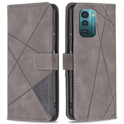 BINFEN COLOR BF05 for Nokia G21/G11 Geometric Imprinted PU Leather + TPU Case Stand Phone Cover with Wallet Function