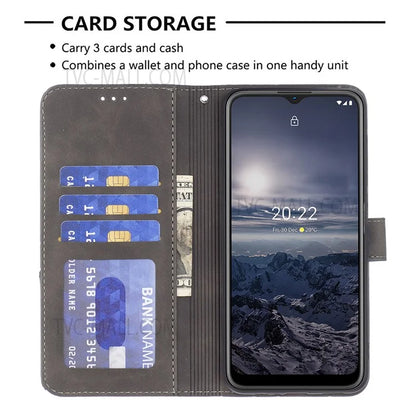 BINFEN COLOR BF05 for Nokia G21/G11 Geometric Imprinted PU Leather + TPU Case Stand Phone Cover with Wallet Function