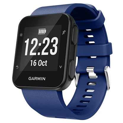 For Garmin Forerunner 35 Silicone Watch Band Pin Buckle Wrist Strap - Dark Blue