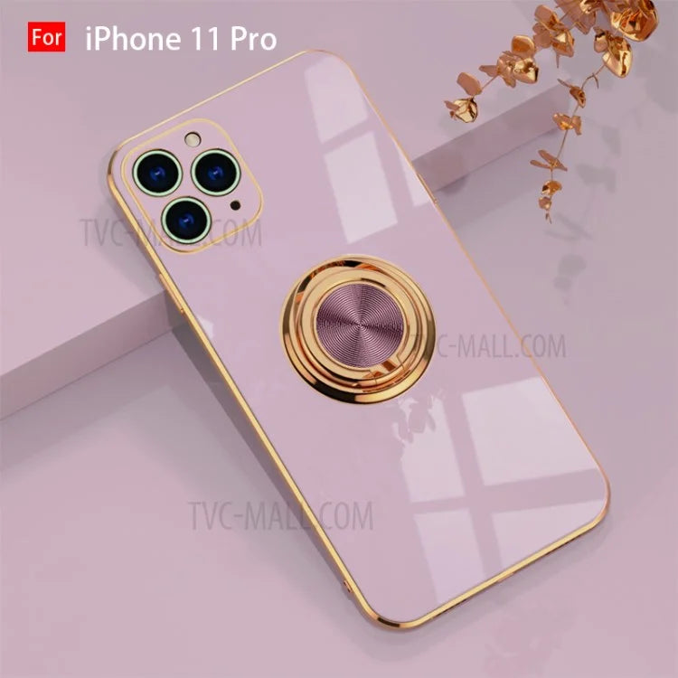 6D Electroplating TPU Phone Cover with Metal Ring Kickstand for iPhone 11 Pro / iPhone 11 / iPhone 11 Pro Max Pro