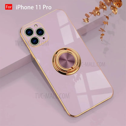 6D Electroplating TPU Phone Cover with Metal Ring Kickstand for iPhone 11 Pro / iPhone 11 / iPhone 11 Pro Max Pro