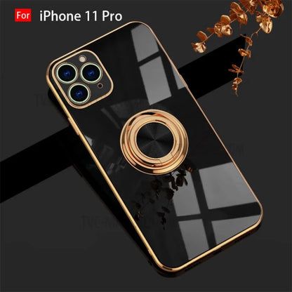 6D Electroplating TPU Phone Cover with Metal Ring Kickstand for iPhone 11 Pro / iPhone 11 / iPhone 11 Pro Max Pro