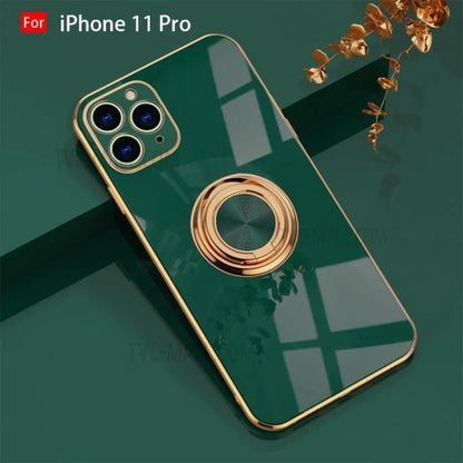 6D Electroplating TPU Phone Cover with Metal Ring Kickstand for iPhone 11 Pro / iPhone 11 / iPhone 11 Pro Max Pro