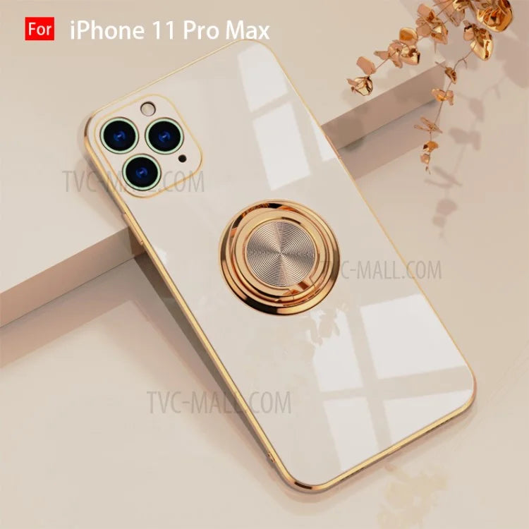 6D Electroplating TPU Phone Cover with Metal Ring Kickstand for iPhone 11 Pro / iPhone 11 / iPhone 11 Pro Max Pro Max