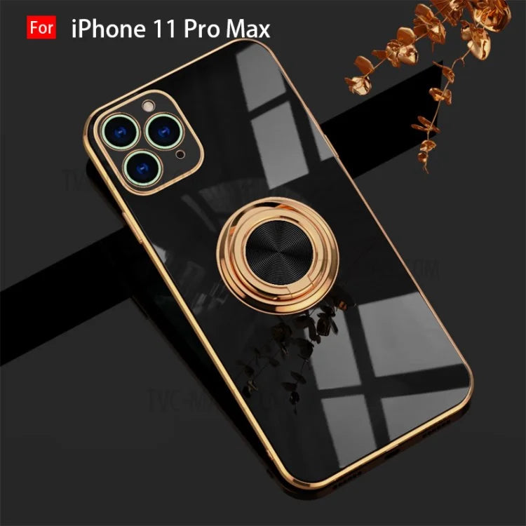 6D Electroplating TPU Phone Cover with Metal Ring Kickstand for iPhone 11 Pro / iPhone 11 / iPhone 11 Pro Max Pro Max