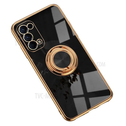 Ring Magnetic Car Mount Kickstand 6D Electroplating Soft TPU Case for Oppo Reno5 5G