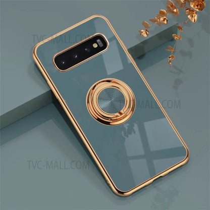 Ring Kickstand Design 6D Electroplating Edge Soft TPU Well-protected Mobile Phone Cover for Samsung Galaxy S10 Plus