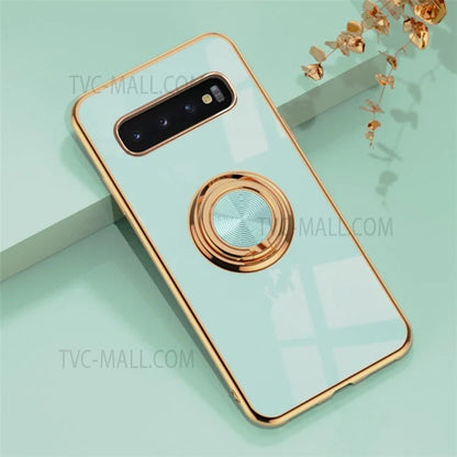 Ring Kickstand Design 6D Electroplating Edge Soft TPU Well-protected Mobile Phone Cover for Samsung Galaxy S10 Plus