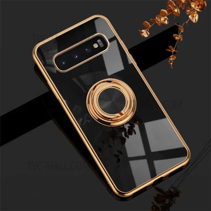 Ring Kickstand Design 6D Electroplating Edge Soft TPU Well-protected Mobile Phone Cover for Samsung Galaxy S10 Plus