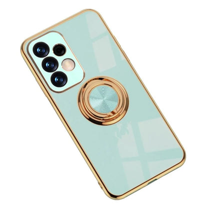 Well-protected 6D Precise Cutouts Electroplating TPU Phone Case Cover with Metal Ring Kickstand for Samsung Galaxy A33 5G