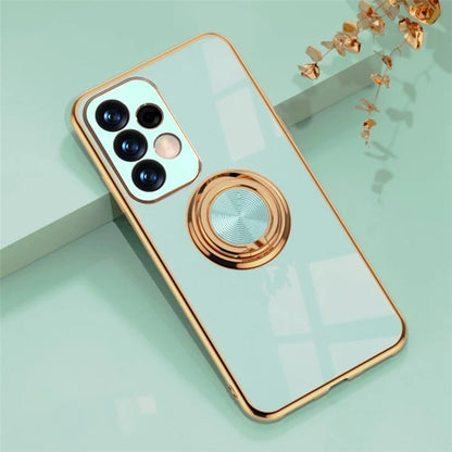 Well-protected 6D Precise Cutouts Electroplating TPU Phone Case Cover with Metal Ring Kickstand for Samsung Galaxy A33 5G