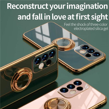 Well-protected 6D Precise Cutouts Electroplating TPU Phone Case Cover with Metal Ring Kickstand for Samsung Galaxy A33 5G