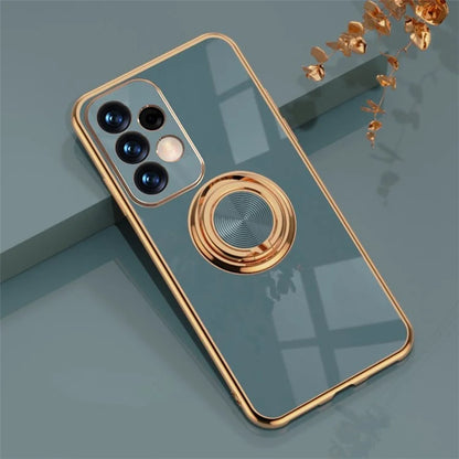 Well-protected 6D Precise Cutouts Electroplating TPU Phone Case Cover with Metal Ring Kickstand for Samsung Galaxy A33 5G