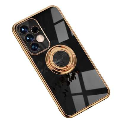 Well-protected 6D Precise Cutouts Electroplating TPU Phone Case Cover with Metal Ring Kickstand for Samsung Galaxy A33 5G