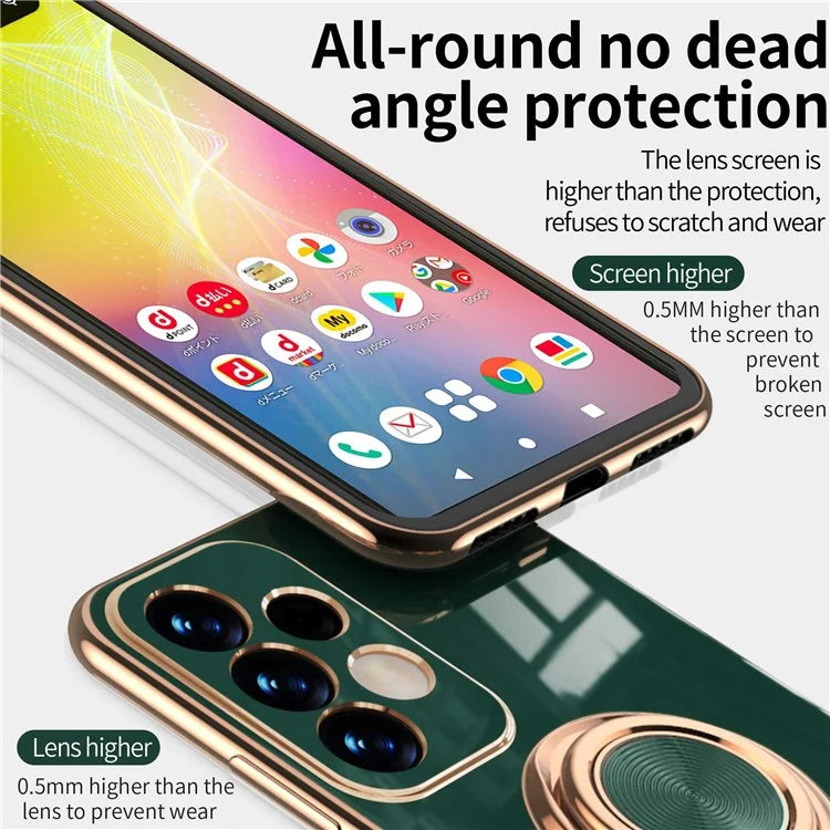 Well-protected 6D Precise Cutouts Electroplating TPU Phone Case Cover with Metal Ring Kickstand for Samsung Galaxy A33 5G