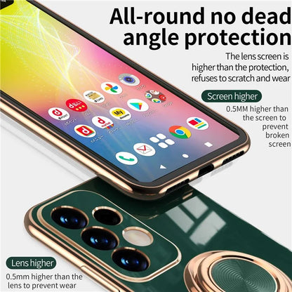 Well-protected 6D Precise Cutouts Electroplating TPU Phone Case Cover with Metal Ring Kickstand for Samsung Galaxy A33 5G