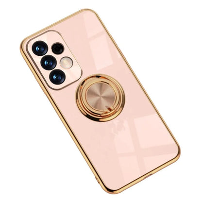 Well-protected 6D Precise Cutouts Electroplating TPU Phone Case Cover with Metal Ring Kickstand for Samsung Galaxy A33 5G