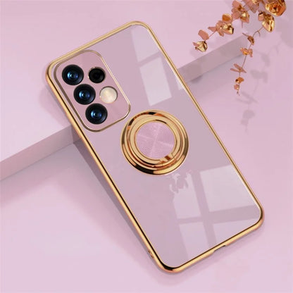 Well-protected 6D Precise Cutouts Electroplating TPU Phone Case Cover with Metal Ring Kickstand for Samsung Galaxy A33 5G
