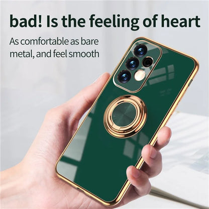 Well-protected 6D Precise Cutouts Electroplating TPU Phone Case Cover with Metal Ring Kickstand for Samsung Galaxy A33 5G