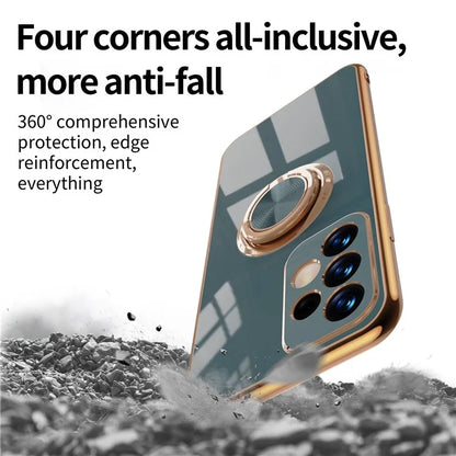 Well-protected 6D Precise Cutouts Electroplating TPU Phone Case Cover with Metal Ring Kickstand for Samsung Galaxy A33 5G