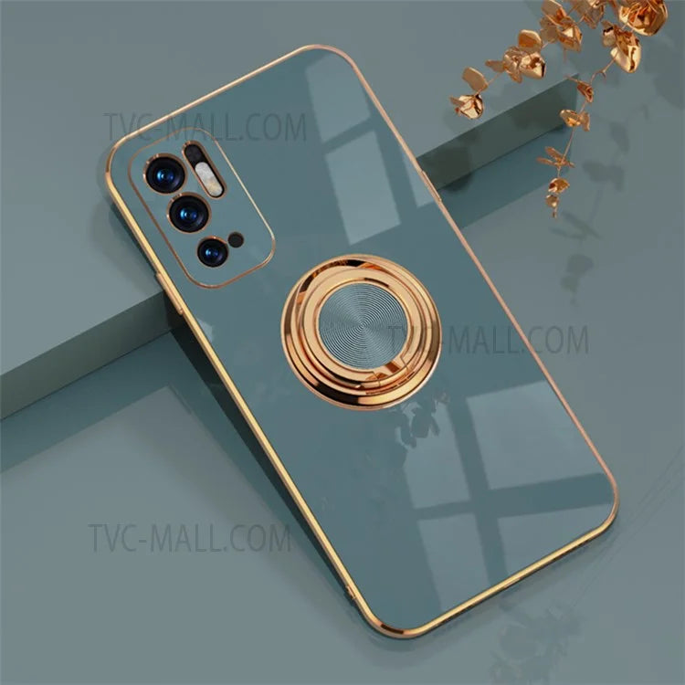 Ring Kickstand 6D Electroplating Frame Soft TPU Precise Cut-out Case for Xiaomi Redmi Note 10 5G / Redmi Note 10T 5G / Poco M3 Pro 4G/5G