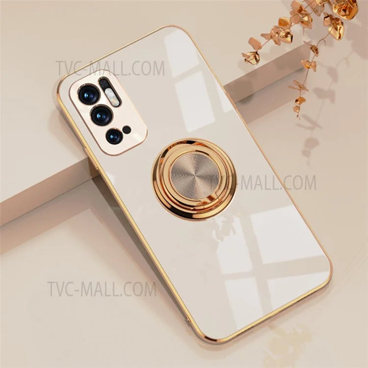 Ring Kickstand 6D Electroplating Frame Soft TPU Precise Cut-out Case for Xiaomi Redmi Note 10 5G / Redmi Note 10T 5G / Poco M3 Pro 4G/5G
