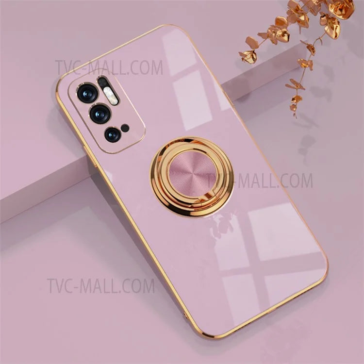 Ring Kickstand 6D Electroplating Frame Soft TPU Precise Cut-out Case for Xiaomi Redmi Note 10 5G / Redmi Note 10T 5G / Poco M3 Pro 4G/5G