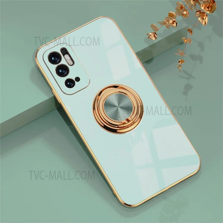 Ring Kickstand 6D Electroplating Frame Soft TPU Precise Cut-out Case for Xiaomi Redmi Note 10 5G / Redmi Note 10T 5G / Poco M3 Pro 4G/5G