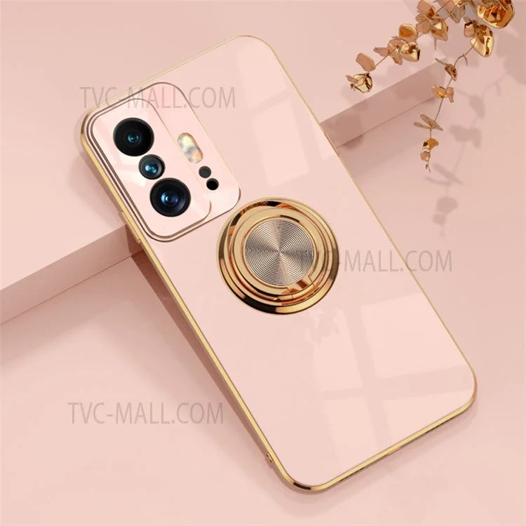 Ring Kickstand Design 6D Electroplating Edge Soft TPU Protective Back Cover for Xiaomi 11T / 11T Pro