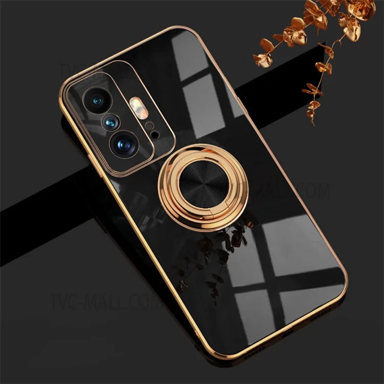 Ring Kickstand Design 6D Electroplating Edge Soft TPU Protective Back Cover for Xiaomi 11T / 11T Pro