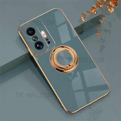 Ring Kickstand Design 6D Electroplating Edge Soft TPU Protective Back Cover for Xiaomi 11T / 11T Pro