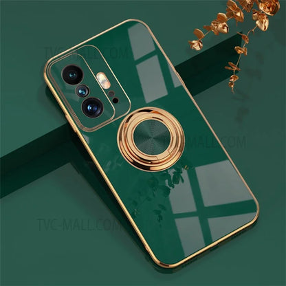 Ring Kickstand Design 6D Electroplating Edge Soft TPU Protective Back Cover for Xiaomi 11T / 11T Pro