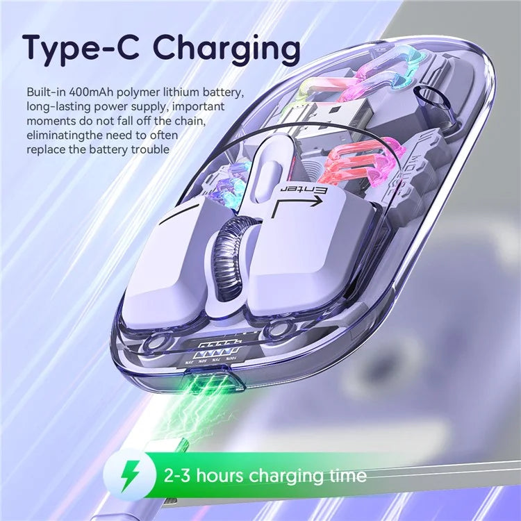 Rechargeable Computer Mouse Wireless Dual-Mode Mouse for Gaming Office Work