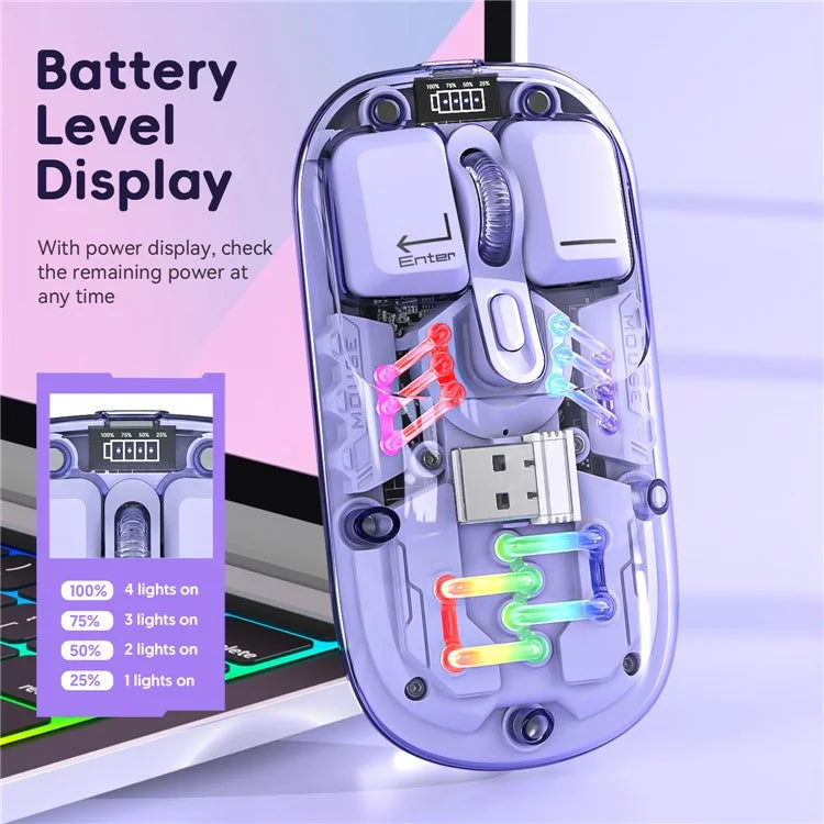 Rechargeable Computer Mouse Wireless Dual-Mode Mouse for Gaming Office Work