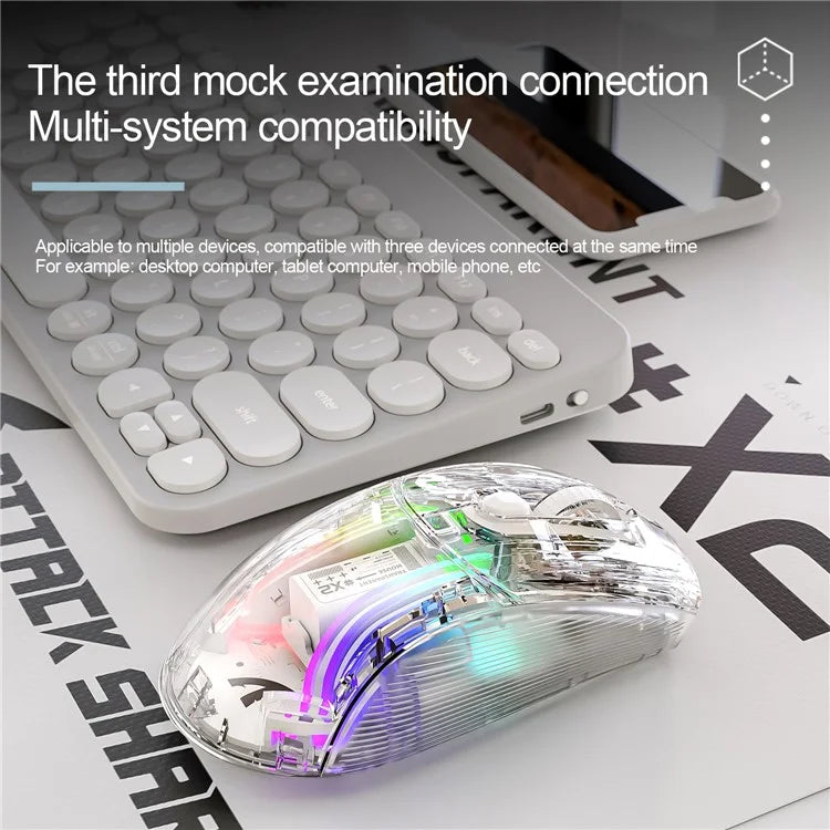 ATTACK SHARK X2 Transparent Bluetooth Mouse RGB Light Three Modes 5DPI Wireless Mouse