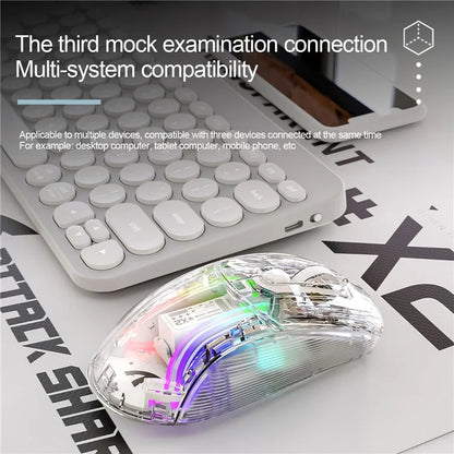 ATTACK SHARK X2 Transparent Bluetooth Mouse RGB Light Three Modes 5DPI Wireless Mouse