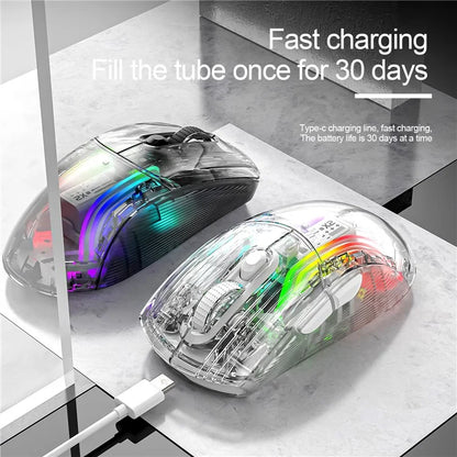 ATTACK SHARK X2 Transparent Bluetooth Mouse RGB Light Three Modes 5DPI Wireless Mouse