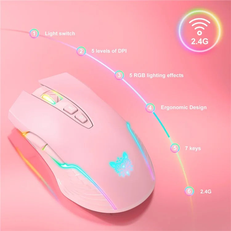 ONIKUMA CW905 Rechargeable 2.4G Wireless Gaming Mouse RGB Light Computer Mice