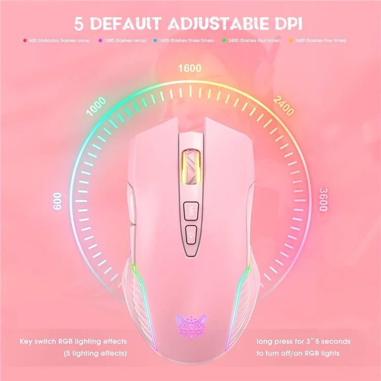 ONIKUMA CW905 Rechargeable 2.4G Wireless Gaming Mouse RGB Light Computer Mice