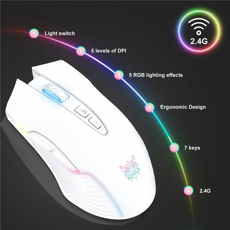 ONIKUMA CW905 Rechargeable 2.4G Wireless Gaming Mouse RGB Light Computer Mice