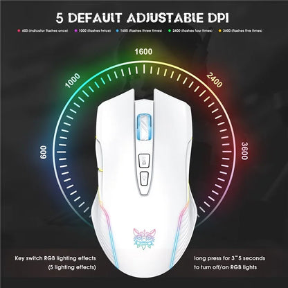 ONIKUMA CW905 Rechargeable 2.4G Wireless Gaming Mouse RGB Light Computer Mice