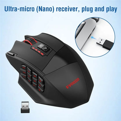E-YOOSO X33 2.4G Wireless + USB-C Wired Computer Gaming Mouse with 12 Side Buttons