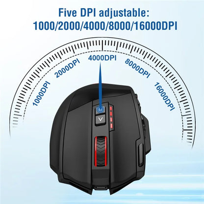 E-YOOSO X33 2.4G Wireless + USB-C Wired Computer Gaming Mouse with 12 Side Buttons