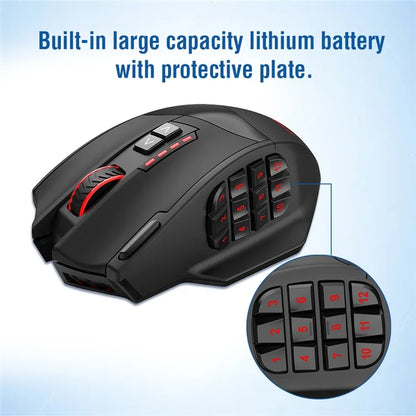 E-YOOSO X33 2.4G Wireless + USB-C Wired Computer Gaming Mouse with 12 Side Buttons