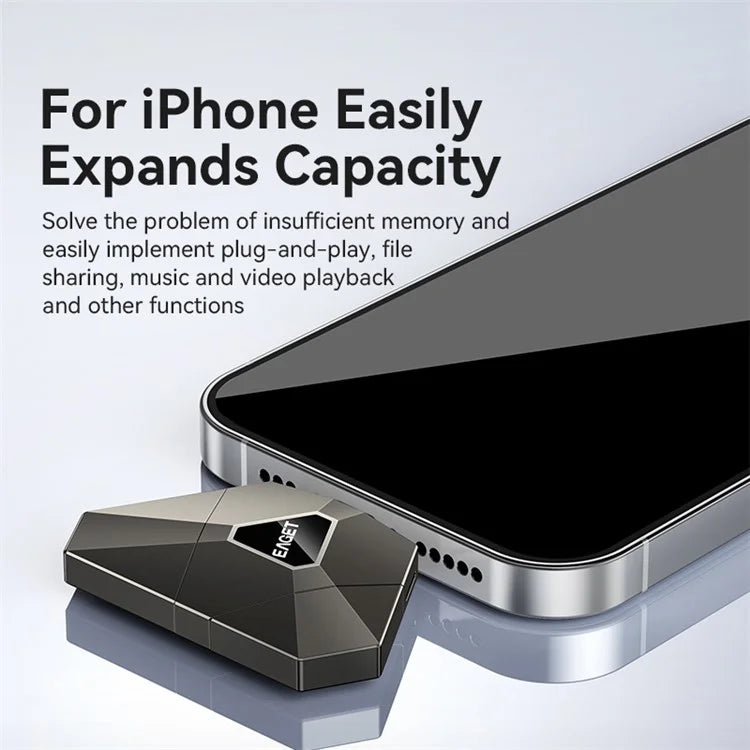 EAGET I90 USB / 8-Pin / Type-C 3-in-1 256GB U-Disk Computer Tablet Phone Flash Drive