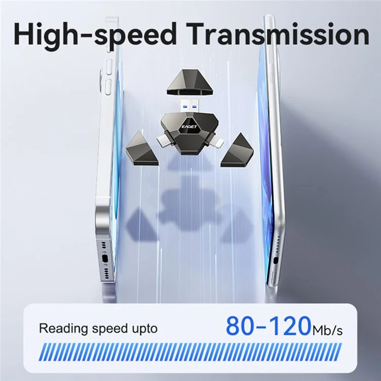 EAGET I90 USB / 8-Pin / Type-C 3-in-1 256GB U-Disk Computer Tablet Phone Flash Drive