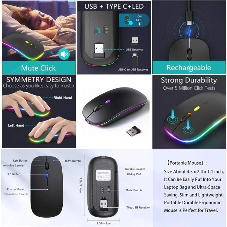 M105D Bluetooth / 2.4G Wireless Mouse Silent Backlight Computer Laptop Mice