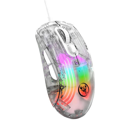HXSJ X400B Wired Gaming Mouse 6 Adjustable DPI RGB Lighting Transparent Macro Programmable Mouse
