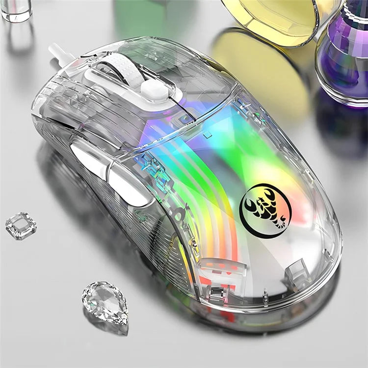 HXSJ X400B Wired Gaming Mouse 6 Adjustable DPI RGB Lighting Transparent Macro Programmable Mouse